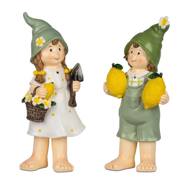 2Er Set Dekofiguren Sommerkinder Stehend Mit Zitrone H. 28Cm Formano S25-image