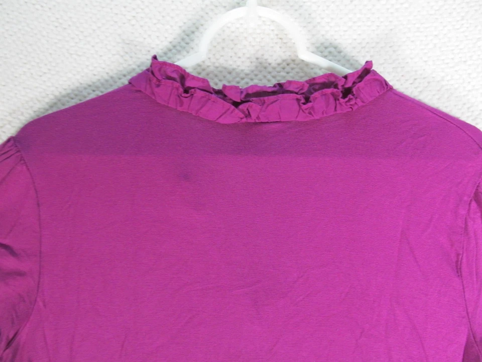 Camisa grande vintage George para mujer talla 12/14 escote con volantes púrpura Y2K Foto 3 de 4