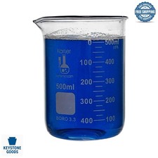 500ml Borosilicate Glass Beaker - Laboratory Grade, Double Scale, Clear