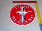 VINTAGE FORD MUSTANG SPORTS CAR 11 3/4" PORCELAIN METAL HORSE GASOLINE OIL SIGN!