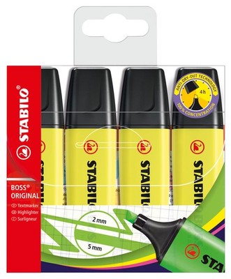 STABILO Highlighter BOSS ORIGINAL - Pack of 4 - 1 Count (Pack 4), Yellow