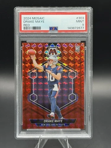 Drake Maye 2024 Panini Mosaic Red (Hobby Exclusive)#303 RC PSA 9 Patriots Rookie
