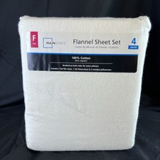Mainstays 4 Piece WHITE Flannel Sheet Set. Size: FULL Brand NEW IN PACKAGE