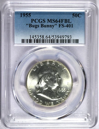 1955 PCGS MS64FBL Bugs Bunny FS-401 Franklin Silver Half