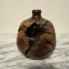 Burl Wood Bud Vase Art Piece Organic Asymetric Gnarled OOAK Missing Glass Insert