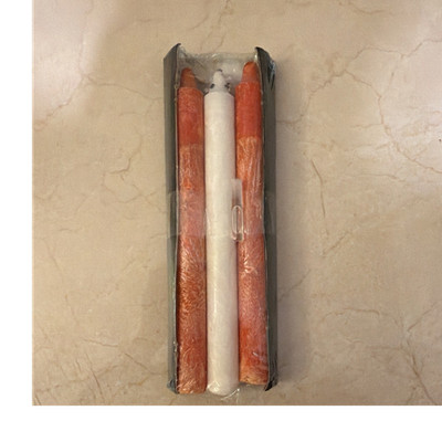 Orange/White Animal Theme Wax Taper Dinner Candles Set, Unscented 3-Pack