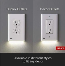 10 PACK Duplex LED Lighted-Night Light Outlet Cover No Need Wire or Battey