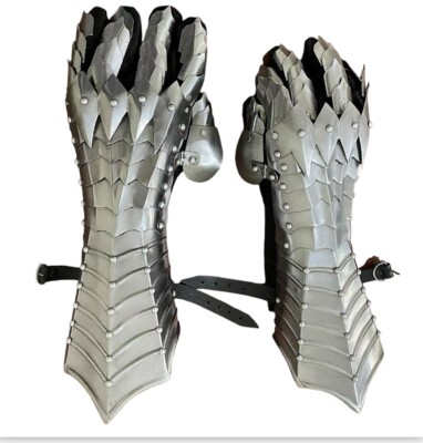 Silver Steel Gauntlets. Medivel Crusader Armour Gloves