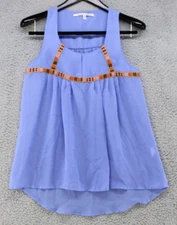 Collective Concepts Top Women's Size M Blue Blouse Sleeveless Semi Sheer