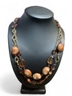 Women Double 30" + 2" Bead and Stone Chain Statement Costume Necklace