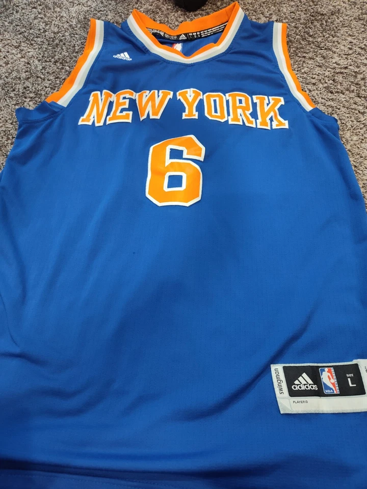 Camiseta para hombre Kristaps Porzingis New York Knicks #6 XL Adidas azul y naranja NBA Foto 3 de 3