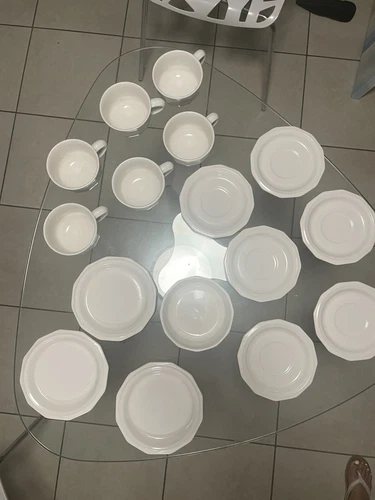 Vintage 16 Set Of Pfaltzgraff Heritage White Soup Mugs with Plates and Bowl!