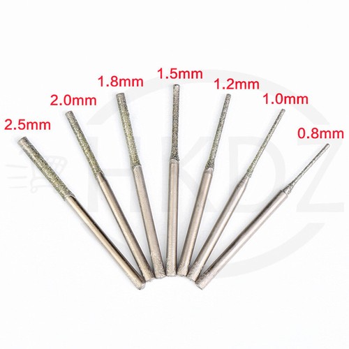 Diamond Coated Drill Bits Glass Tile Jewellery 0.8mm 1mm 1.2mm 1.5mm 1.8mm 2.5mm - Picture 9 of 13