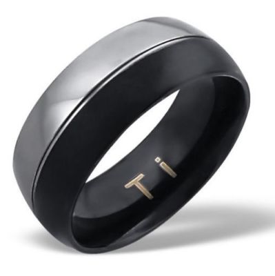 NEW Designer Inspired TITANIUM Men's Double Black / Matte Gray Ring Band Wedding