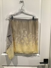 NWT Max Studio women medium gray yellow skirt fully lined flowers Elastic 