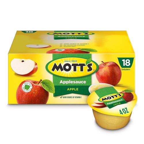 Mott's Applesauce 4 Oz Cups 18 Count No Artificial Flavors Good Source Vitamin C