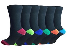 Men  s Cotton Rich Heel  Toe Solid Pattern Socks Size 10-13 3,6  12 Packs