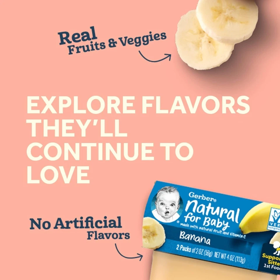 Paquete de 8) Gerber 2nd Foods, puré de aguacate manzana comida para bebés, tina de 4 oz, 2 quilates, seleccione sabor Foto 2 de 4