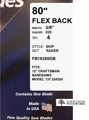 Olson Flex Back Band Saw Blades 80" inch x (5) Widths Set, Craftsman 137.224320 - Picture 5 of 7