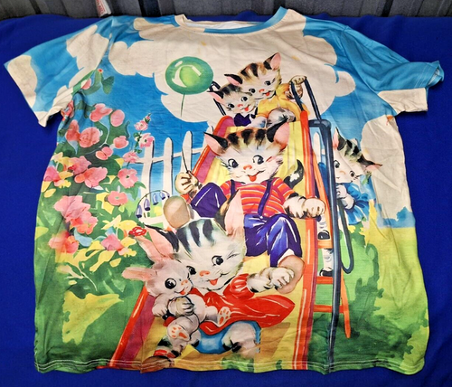 NEU Retro inspiriert weich Übergröße T-Shirt Top Bluse XL 2-seitig Swank Mod