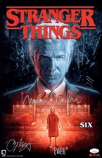 MATTHEW MODINE & Artist Kyle Lambert Signed STRANGER THINGS 11x17 Photo JSA COA