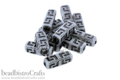 Rune Stone Czech Beads - 12pcs Pressed Czech Glass Bead - MATTE Alabaster BLACK