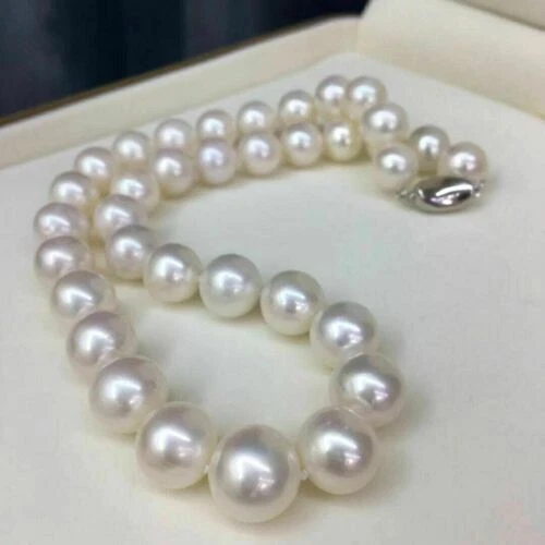 Gorgeous AAAA 10 9mm south sea white natural pearl necklace 18 inch