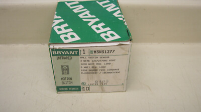 Bryant MSWS1277 Infrared Wall Motion Switch Sensor 3W 120/277VAC 1200W 10A New