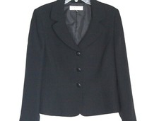 Tahari Arthur S Levine Blazer Sz 6 Black Contour Edging Single Breasted