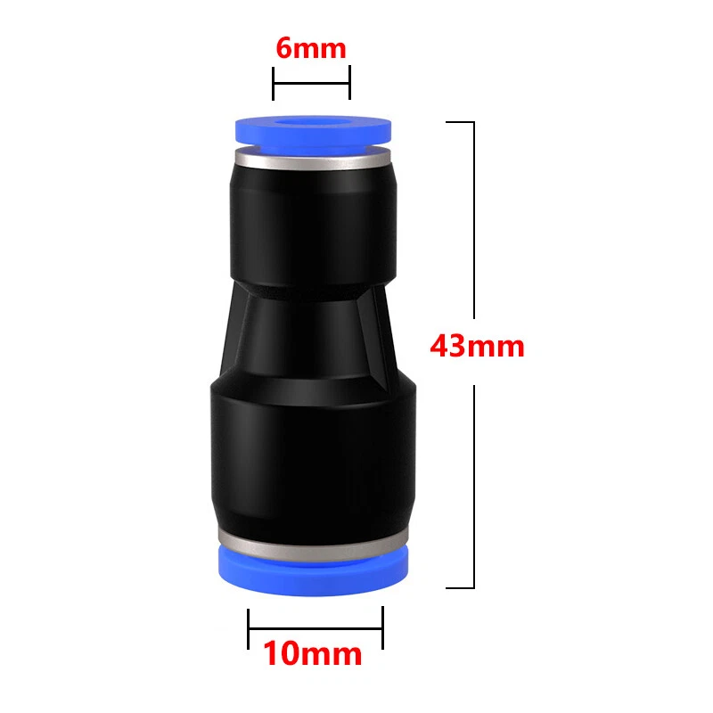 Pneumatic Push To Connect Air Fitting Straight Reducer Tube OD 10mm to 6mm 10PCS - Image 2 of 4