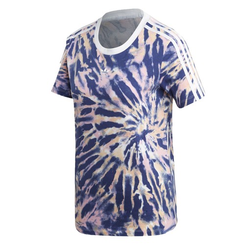 adidas Originals AOP Kurzarm Tie Dye Trefoil Tee Vintage Batik Shirt Navy Pink - Picture 6 of 6