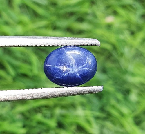1,38 ct 6 Strahlen Blauer Stern Saphir Oval Cabochon Lab Gezüchtet Lose Edelstein 8x6 mm - Bild 5 von 5