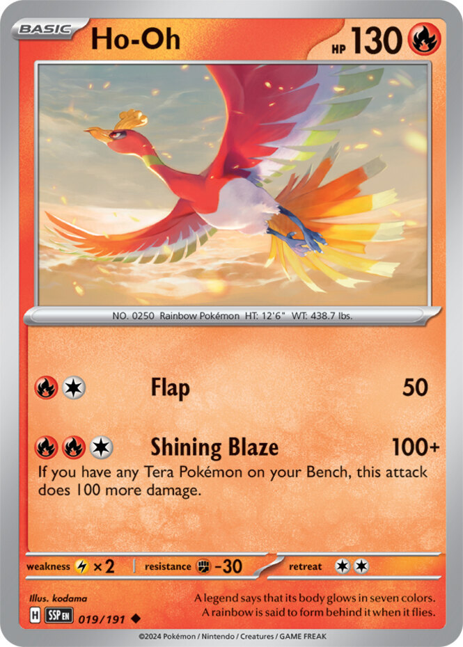 Miho (๑•́ω•̀) x4 Ho-Oh - 019/191 - Uncommon - Reverse Holo Pokemon SV08