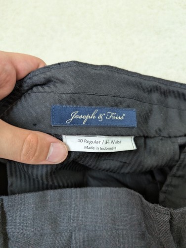 Joseph Feiss Tuta Uomo 40R 34x30 Grigio Plaid Lana 2 Pezzi Giacca Pantalone 2 Bottoni - Foto 19 di 20