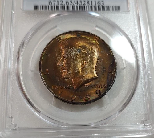 OBV GOLDEN TONED 1969-D Kennedy Half Dollar 50C PCGS MS65 #45281163