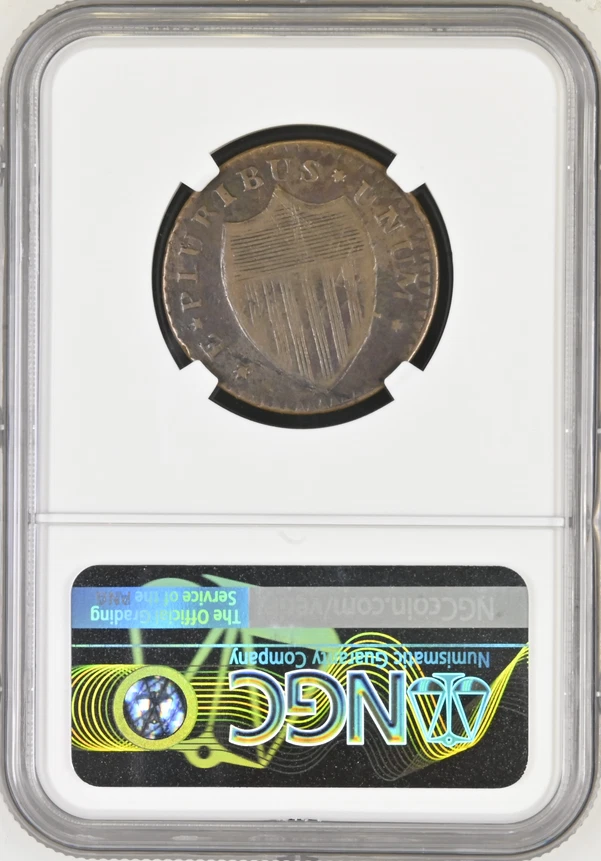 :1787 NO PLOW SPRIG NEW JERSEY POST COLONIAL NGC VF-DET'L BULBOUS NOSE MARIS 43d - Image 2 of 2
