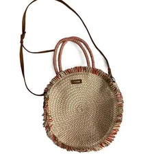 NWT Sun N Sand Multicolor Round Fringe Straw Purse