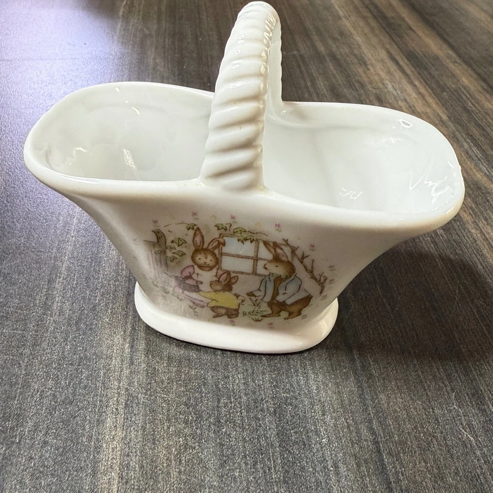 Wicks N Sticks Easter Basket Bunny Decor Ceramic Japan trinket dish vintage - Image 4 of 4