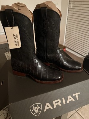 Ariat Men's Size 9D  Handcrafted American Alligator Leather Western Boots Black