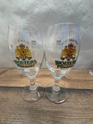 2x Wolters Pilsener Glass 0.2L Beer Glass Set Glass Deco Vintage Collectors Used