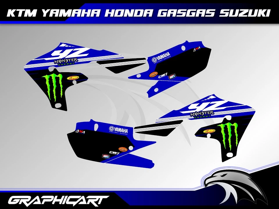 Kit Gráficos Yamaha YZ250F YZ450F 2018-2021 Calcomanías Personalizadas Pegatinas Motocross Foto 2 de 4