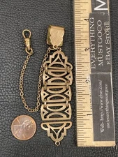 Antique Gold Filled Pocket Watch Chain Swivel Vest Hook Clip Fob Geometric Links