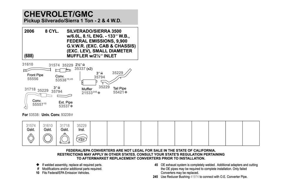 For Chevy Silverado 3500 Classic 07 Exhaust Muffler Quiet-Flow Stainless Steel Foto 4 de 4