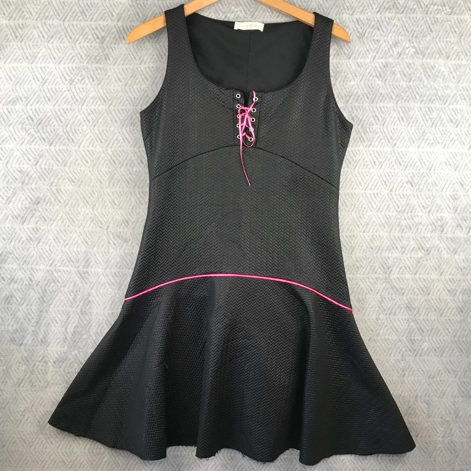 Lili La Tigresse Robe L Skater Femme Noir Rose Laçage Avant Mini Sans Manches - Photo 1/4