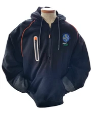 RefrigiWear Hoodie Mens XL Black Orange Insulated Half Zip Workwear Style 8440R