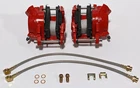 RED GM A F X Body Full Size Front Brake Calipers Loaded + Stainless Lines