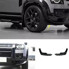 2PC Cover Trim Front Bumper Side Spoiler Black For Land Rover Defender 2020-2023
