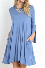 Anthropologie Doe & Rae Swing Dress Blue Size Large NWT