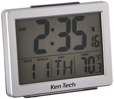 Ken-Tech T-4652 Atomic Radio Controlled LCD A larm Clock, 1.5-Inch, Black Blu...