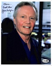 JON VOIGHT HAND SIGNED 8x10 COLOR PHOTO     HOLLYWOOD LEGEND    TO CHRIS     JSA